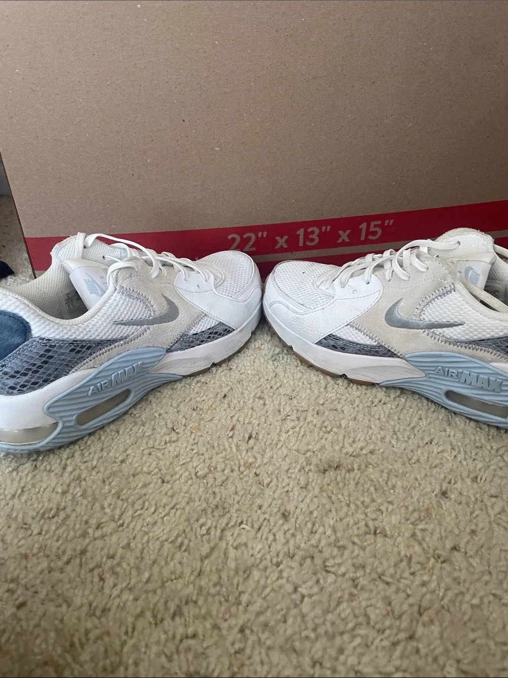 Nike Women’s White and Light Blue Air Max Sneakers